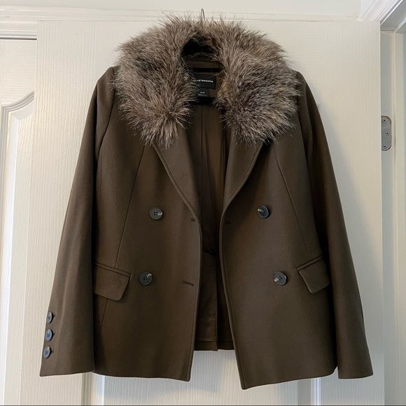 Club Monaco 80% Wool Olive Green Peacoat - Picture 7 of 8